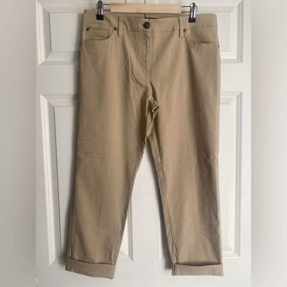 Larry Levine Classic Fit Stretch Pants Size 14 Khaki Color NWOT Comfort Casual